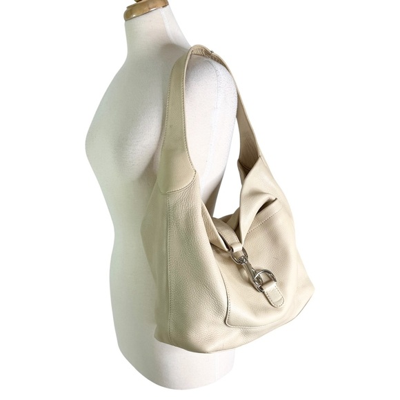 Dooney & Bourke Pebbled Leather Shoulder Hobo Bag Medium Cream - Picture 1 of 14